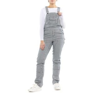Women's Striped Gray Bib Overalls